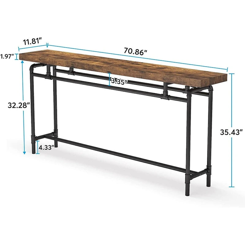 Konsolentisch, 70,9 schmaler, langer Flurtisch für Wohnzimmer – 11,81T x 70,85B x 35,43H