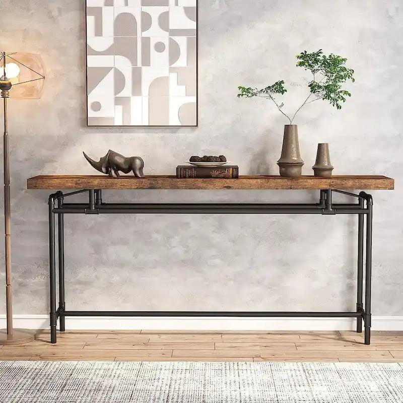 Konsolentisch, 70,9 schmaler, langer Flurtisch für Wohnzimmer – 11,81T x 70,85B x 35,43H