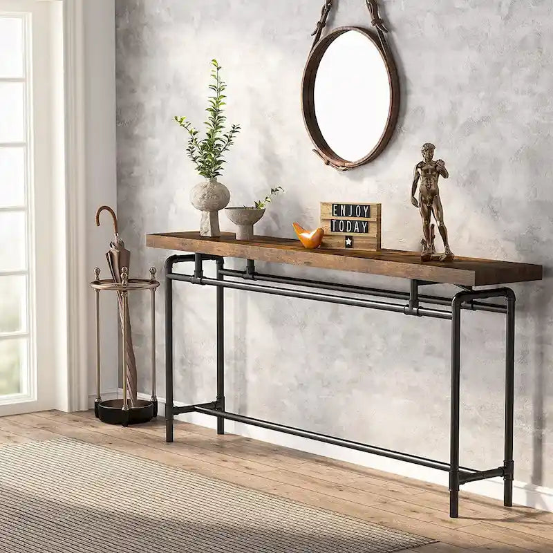 Konsolentisch, 70,9 schmaler, langer Flurtisch für Wohnzimmer – 11,81T x 70,85B x 35,43H