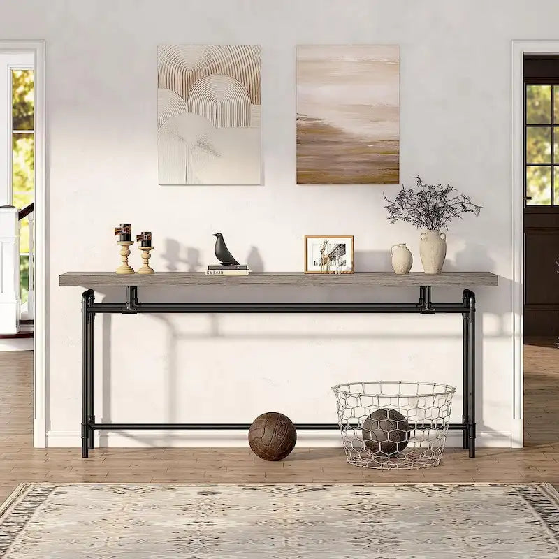 Konsolentisch, 70,9 schmaler, langer Flurtisch für Wohnzimmer – 11,81T x 70,85B x 35,43H
