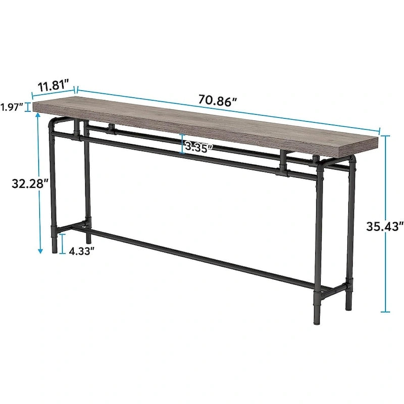 Konsolentisch, 70,9 schmaler, langer Flurtisch für Wohnzimmer – 11,81T x 70,85B x 35,43H
