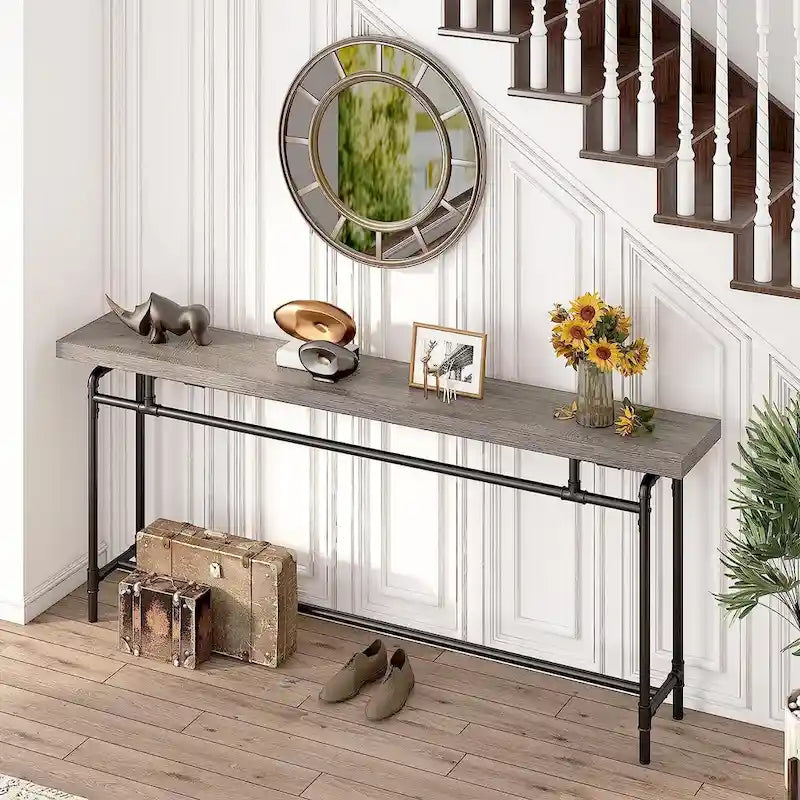 Konsolentisch, 70,9 schmaler, langer Flurtisch für Wohnzimmer – 11,81T x 70,85B x 35,43H
