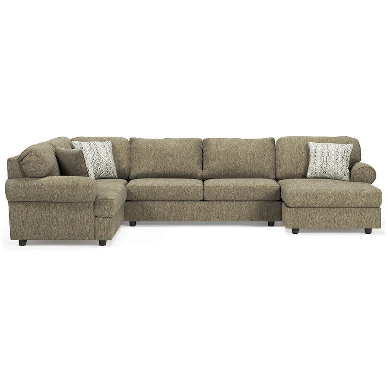 Braunes 3-teiliges Sektionalsofa mit Chaiselongue – 363 cm B x 241 cm T x 89 cm H