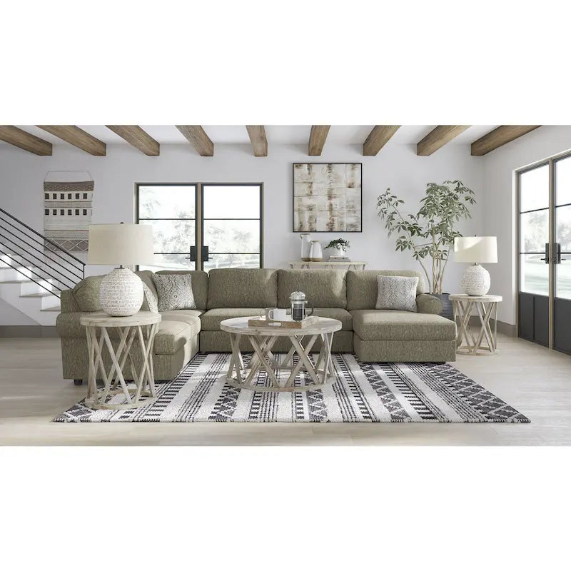 Braunes 3-teiliges Sektionalsofa mit Chaiselongue – 363 cm B x 241 cm T x 89 cm H