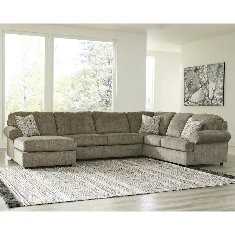 Braunes 3-teiliges Sektionalsofa mit Chaiselongue – 363 cm B x 241 cm T x 89 cm H