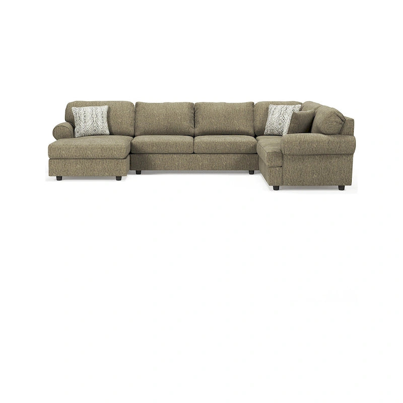 Braunes 3-teiliges Sektionalsofa mit Chaiselongue – 363 cm B x 241 cm T x 89 cm H
