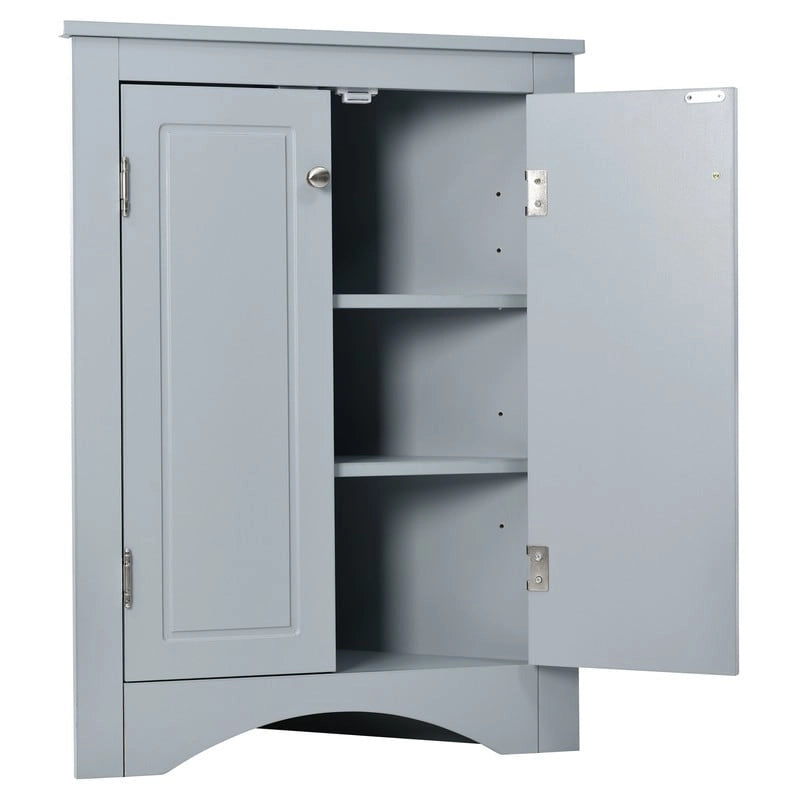 Weißer dreieckiger Badezimmerschrank mit verstellbaren Einlegeböden – 17,2B x 17,2T x 31,5H