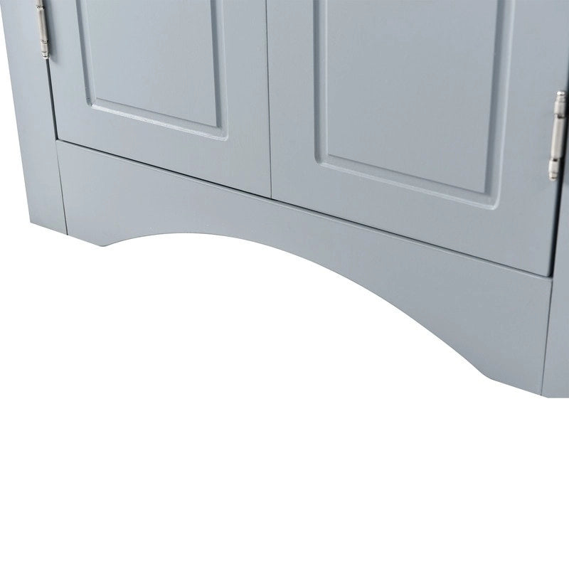Weißer dreieckiger Badezimmerschrank mit verstellbaren Einlegeböden – 17,2B x 17,2T x 31,5H