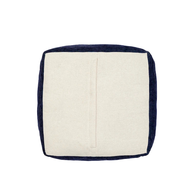 Navy/Senf Traditioneller Damast Pouf aus Polyestermischgewebe