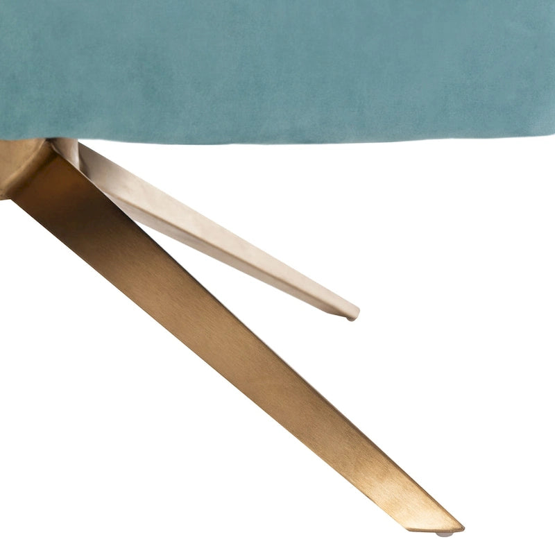 Gesteppter Akzentstuhl aus Samt - Seafoam mit goldfarbenem Edelstahlgestell