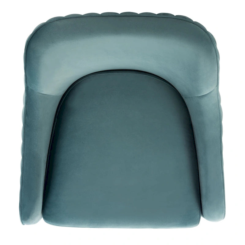 Gesteppter Akzentstuhl aus Samt - Seafoam mit goldfarbenem Edelstahlgestell