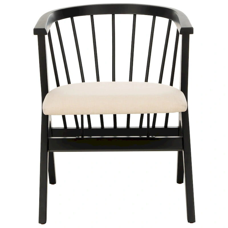 Esszimmerstuhl mit Spindellehne und beigem Kissen, 2er-Set – 56 cm B x 56 cm T x 76 cm H