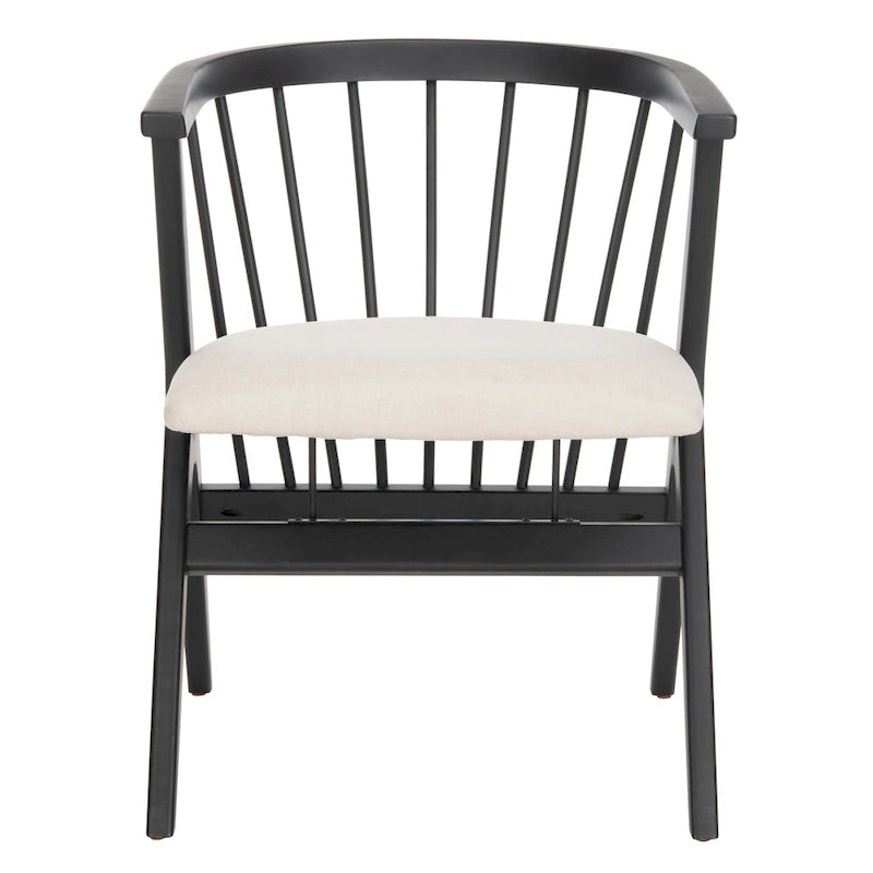 Esszimmerstuhl mit Spindellehne und beigem Kissen, 2er-Set – 56 cm B x 56 cm T x 76 cm H