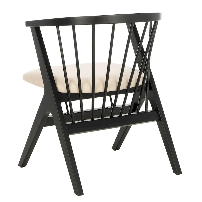 Esszimmerstuhl mit Spindellehne und beigem Kissen, 2er-Set – 56 cm B x 56 cm T x 76 cm H