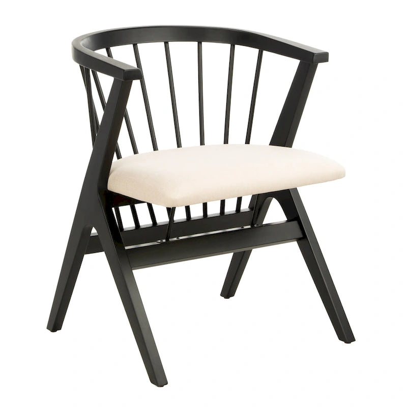 Esszimmerstuhl mit Spindellehne und beigem Kissen, 2er-Set – 56 cm B x 56 cm T x 76 cm H