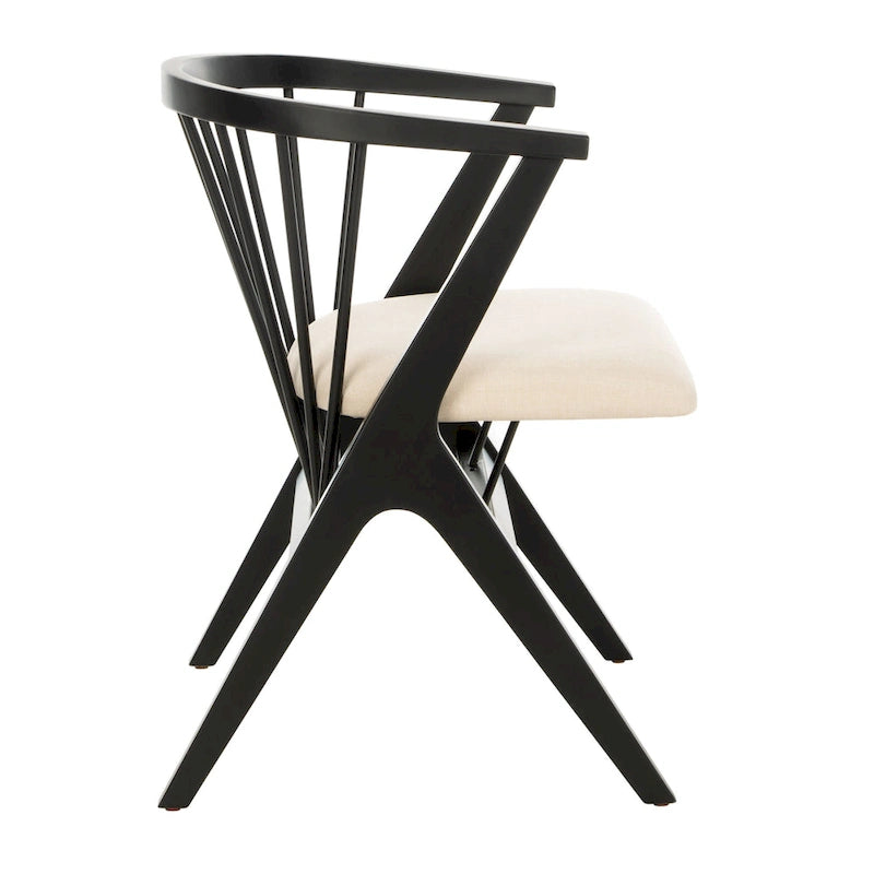 Esszimmerstuhl mit Spindellehne und beigem Kissen, 2er-Set – 56 cm B x 56 cm T x 76 cm H