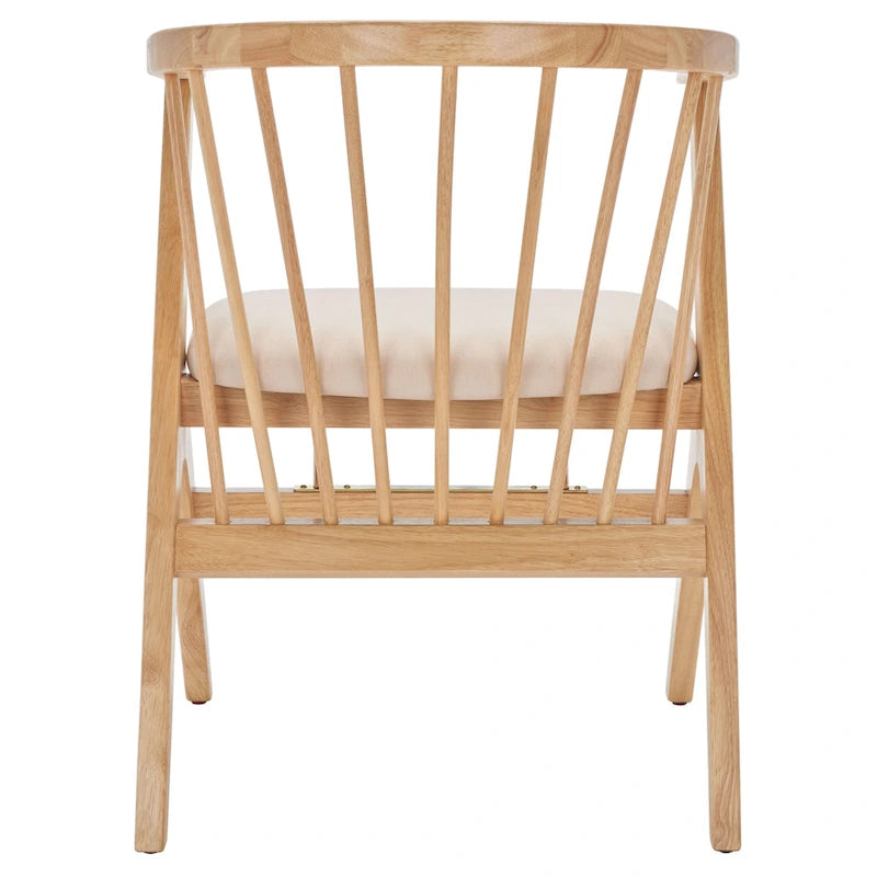 Esszimmerstuhl mit Spindellehne und beigem Kissen, 2er-Set – 56 cm B x 56 cm T x 76 cm H
