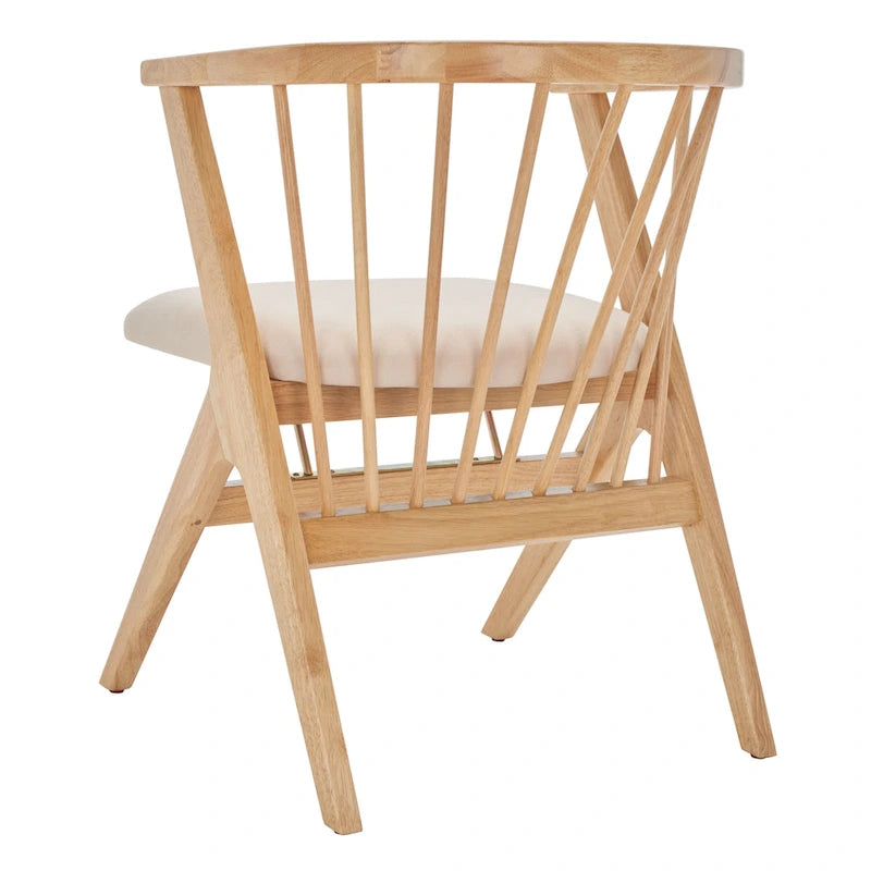 Esszimmerstuhl mit Spindellehne und beigem Kissen, 2er-Set – 56 cm B x 56 cm T x 76 cm H