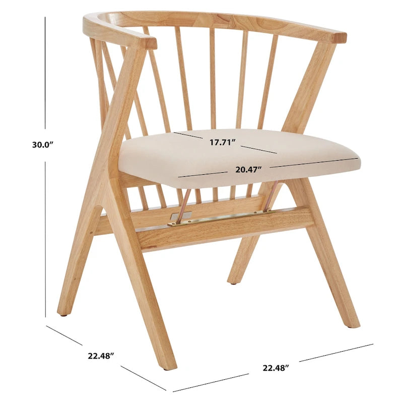 Esszimmerstuhl mit Spindellehne und beigem Kissen, 2er-Set – 56 cm B x 56 cm T x 76 cm H