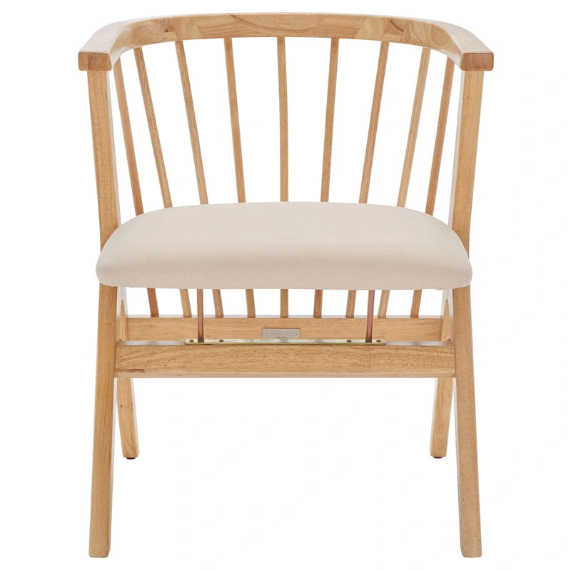 Esszimmerstuhl mit Spindellehne und beigem Kissen, 2er-Set – 56 cm B x 56 cm T x 76 cm H