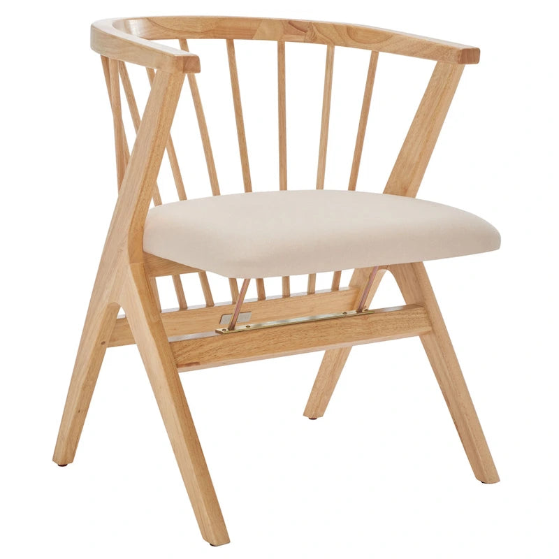 Esszimmerstuhl mit Spindellehne und beigem Kissen, 2er-Set – 56 cm B x 56 cm T x 76 cm H