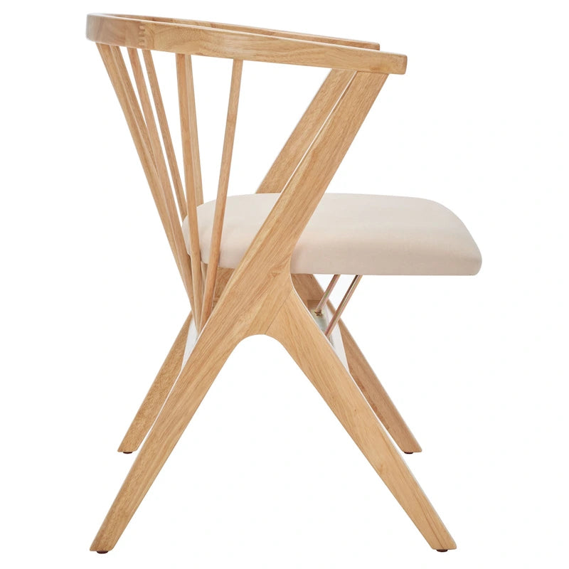 Esszimmerstuhl mit Spindellehne und beigem Kissen, 2er-Set – 56 cm B x 56 cm T x 76 cm H