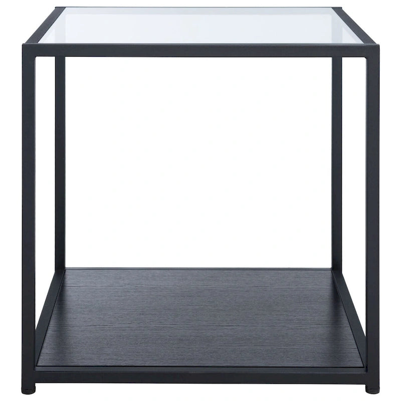 Beistelltisch mit unterer Ablage und Tischplatte aus gehärtetem Glas – 50,8 cm B x 50,8 cm T x 50,8 cm H
