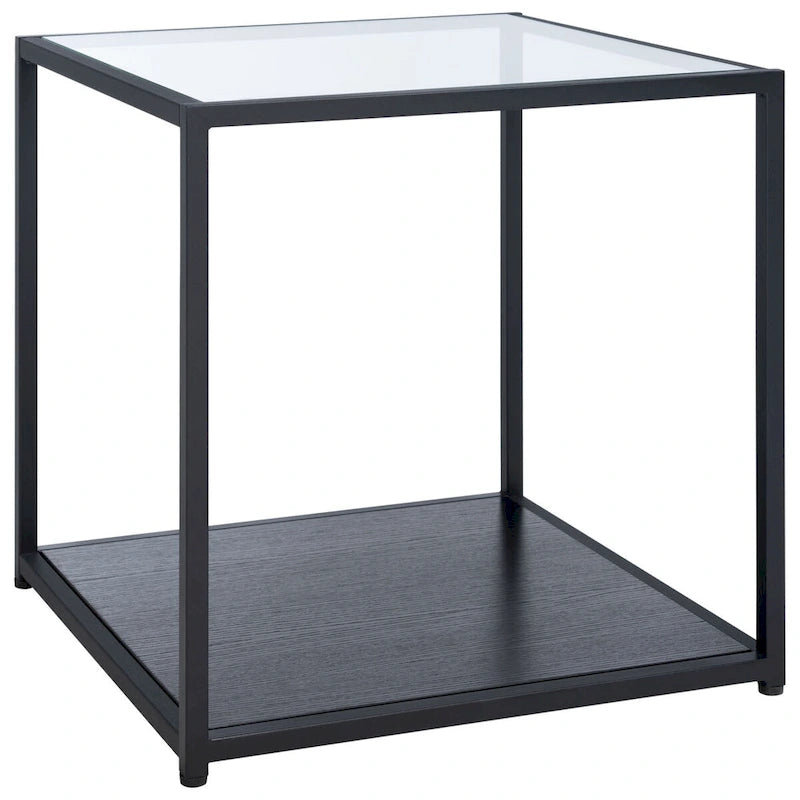 Beistelltisch mit unterer Ablage und Tischplatte aus gehärtetem Glas – 50,8 cm B x 50,8 cm T x 50,8 cm H