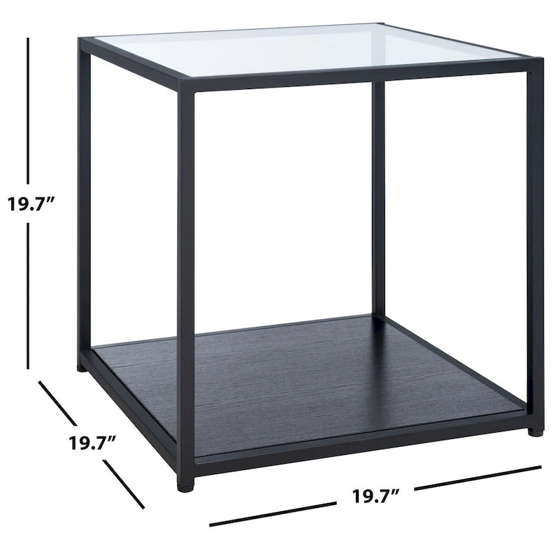 Beistelltisch mit unterer Ablage und Tischplatte aus gehärtetem Glas – 50,8 cm B x 50,8 cm T x 50,8 cm H