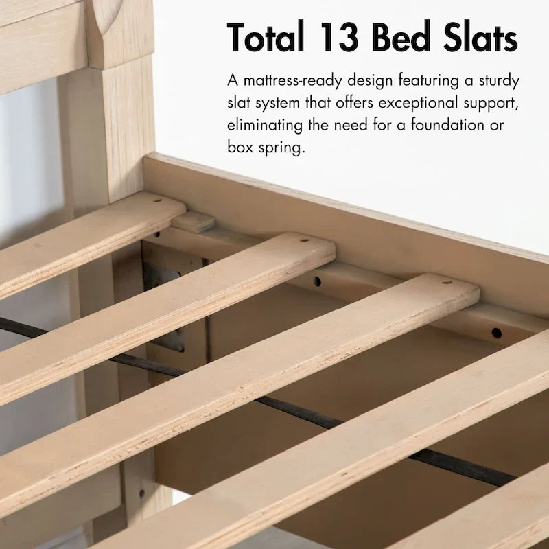 Übergangseiche Massivholz 2-teiliges Bett- und Nachttisch-Schlafzimmer-Set