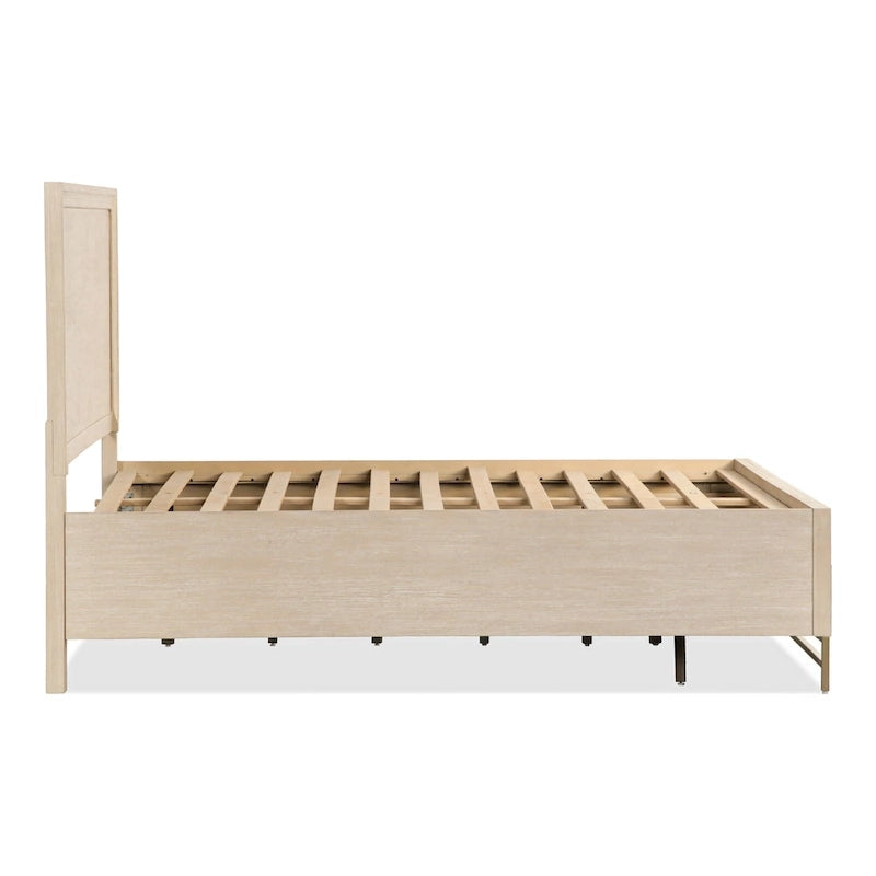 Übergangseiche Massivholz 2-teiliges Bett- und Nachttisch-Schlafzimmer-Set