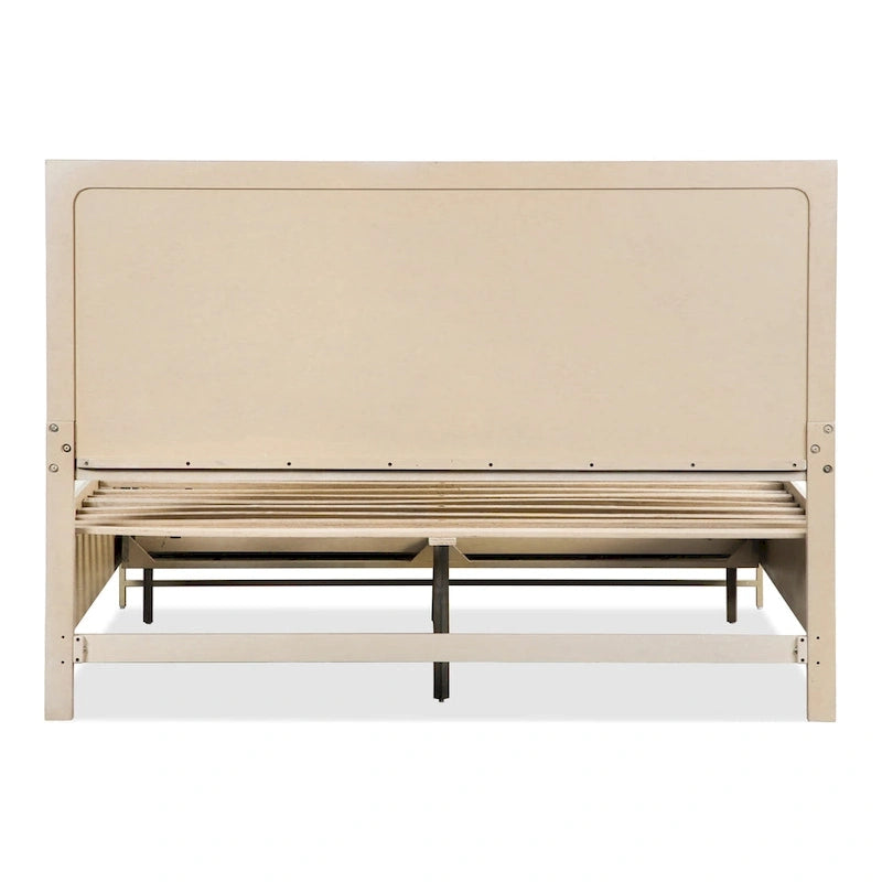 Übergangseiche Massivholz 2-teiliges Bett- und Nachttisch-Schlafzimmer-Set