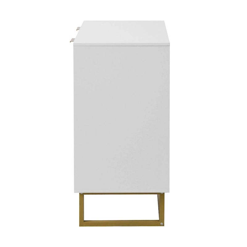2-türiges Buffet-Sideboard, weißer Holzschrank mit verstellbarem Regal für Wohnzimmer, Küche, Schlafzimmer