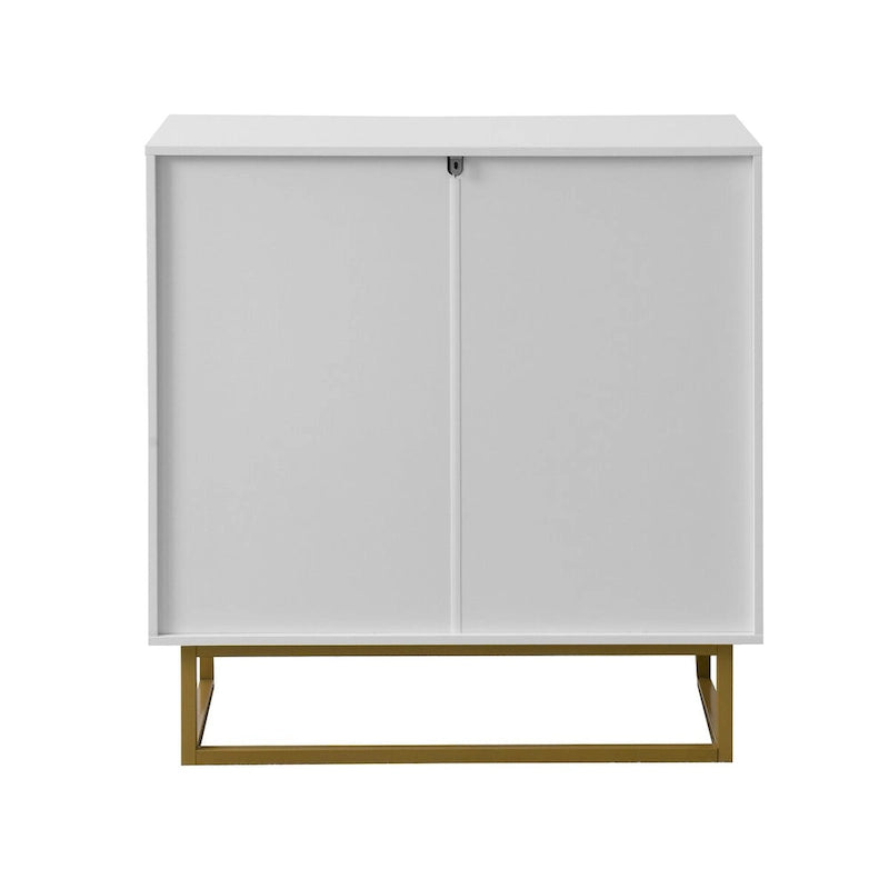 2-türiges Buffet-Sideboard, weißer Holzschrank mit verstellbarem Regal für Wohnzimmer, Küche, Schlafzimmer