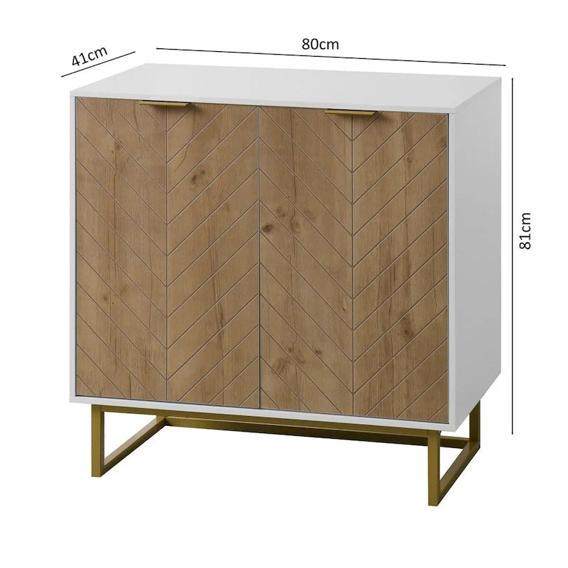 2-türiges Buffet-Sideboard, weißer Holzschrank mit verstellbarem Regal für Wohnzimmer, Küche, Schlafzimmer