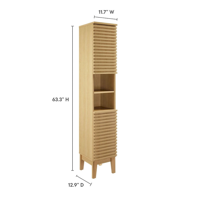 Schmaler hoher Badezimmerschrank mit Lamellentüren