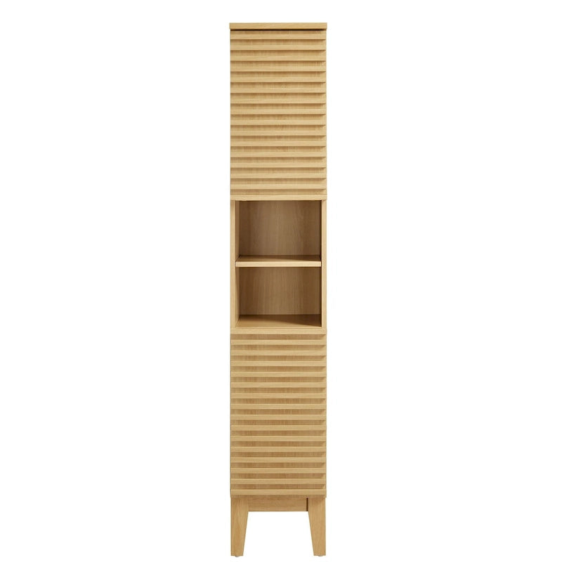 Schmaler hoher Badezimmerschrank mit Lamellentüren
