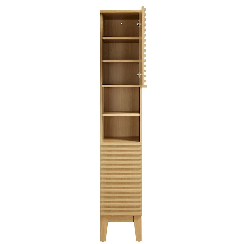Schmaler hoher Badezimmerschrank mit Lamellentüren
