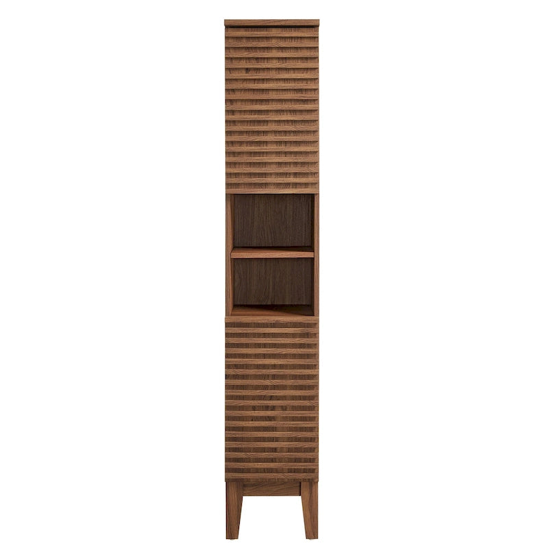 Schmaler hoher Badezimmerschrank mit Lamellentüren