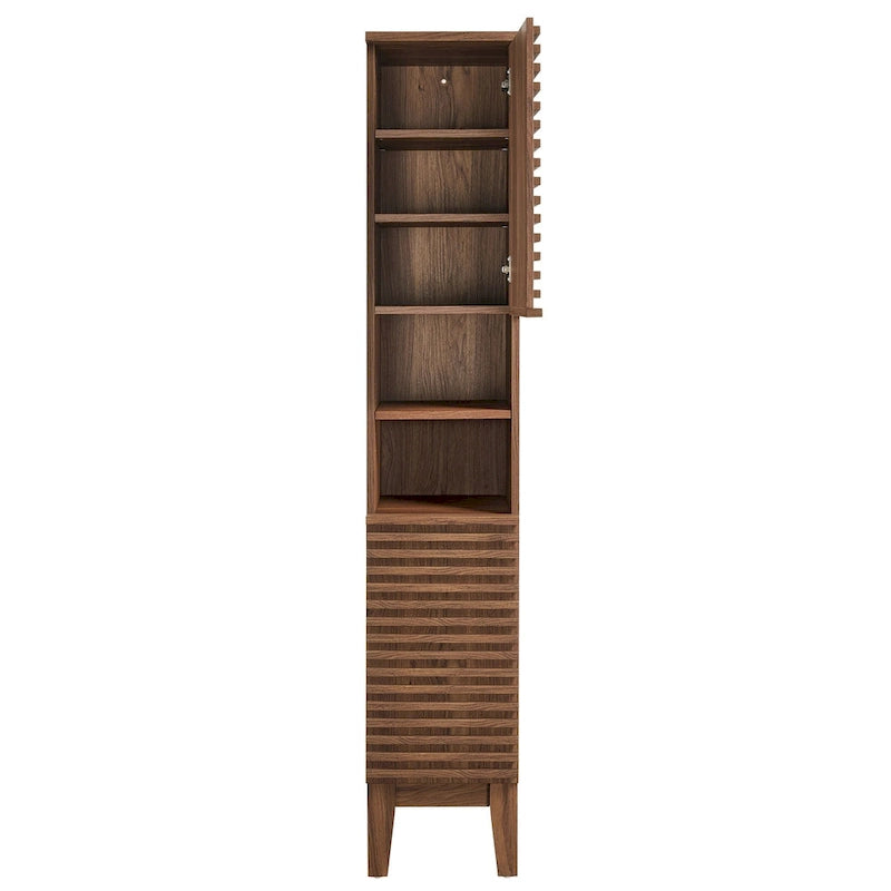 Schmaler hoher Badezimmerschrank mit Lamellentüren