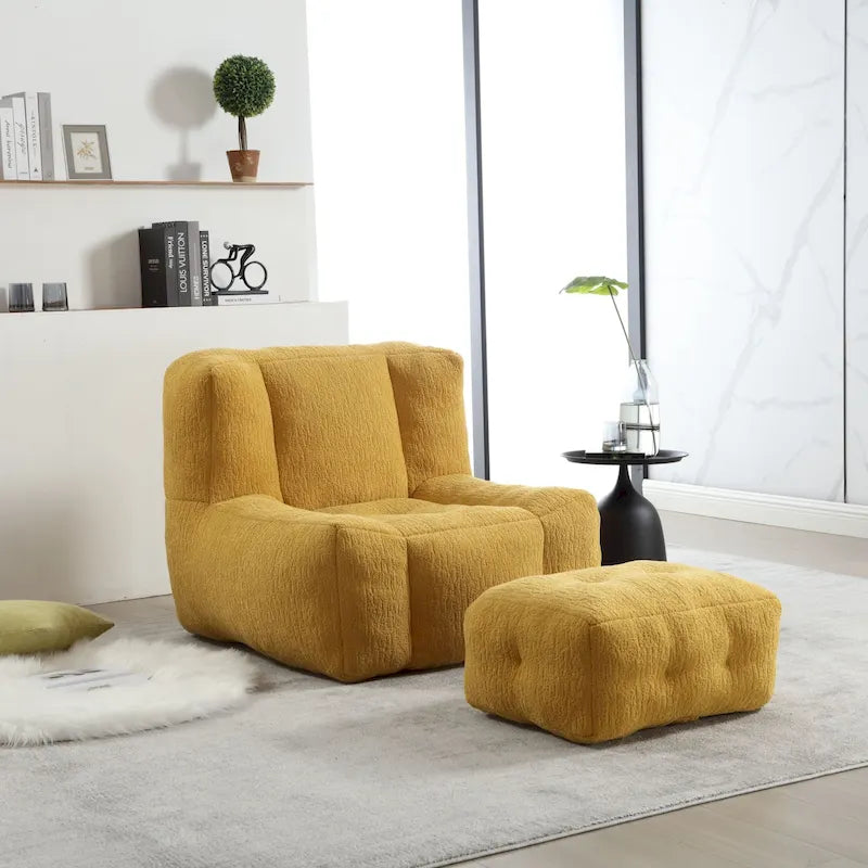 Flauschender Sitzsack - Superweiches Faulenzer-Sofa mit Memory-Schaum und Ottoman