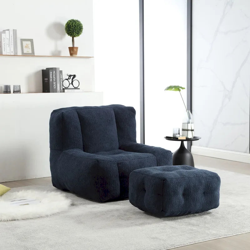 Flauschender Sitzsack - Superweiches Faulenzer-Sofa mit Memory-Schaum und Ottoman