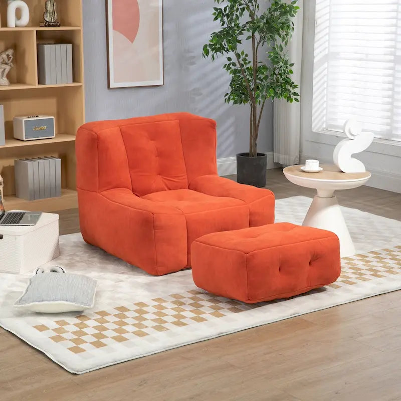 Flauschender Sitzsack - Superweiches Faulenzer-Sofa mit Memory-Schaum und Ottoman