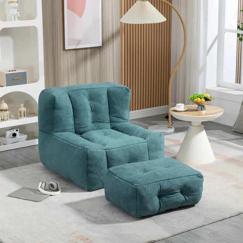 Flauschender Sitzsack - Superweiches Faulenzer-Sofa mit Memory-Schaum und Ottoman