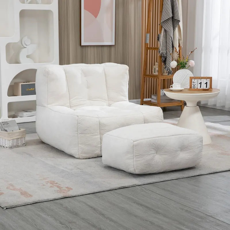 Flauschender Sitzsack - Superweiches Faulenzer-Sofa mit Memory-Schaum und Ottoman