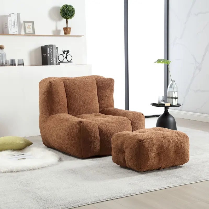 Flauschender Sitzsack - Superweiches Faulenzer-Sofa mit Memory-Schaum und Ottoman