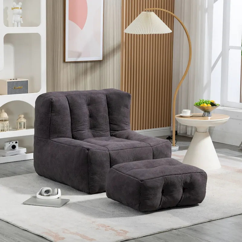 Flauschender Sitzsack - Superweiches Faulenzer-Sofa mit Memory-Schaum und Ottoman