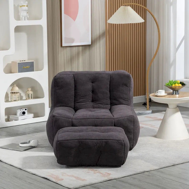 Flauschender Sitzsack - Superweiches Faulenzer-Sofa mit Memory-Schaum und Ottoman