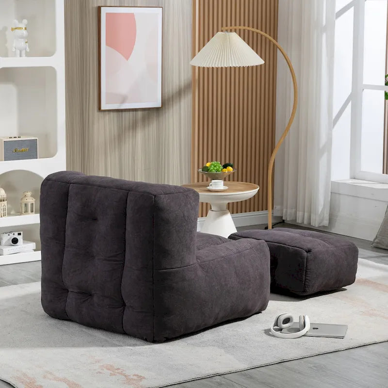 Flauschender Sitzsack - Superweiches Faulenzer-Sofa mit Memory-Schaum und Ottoman