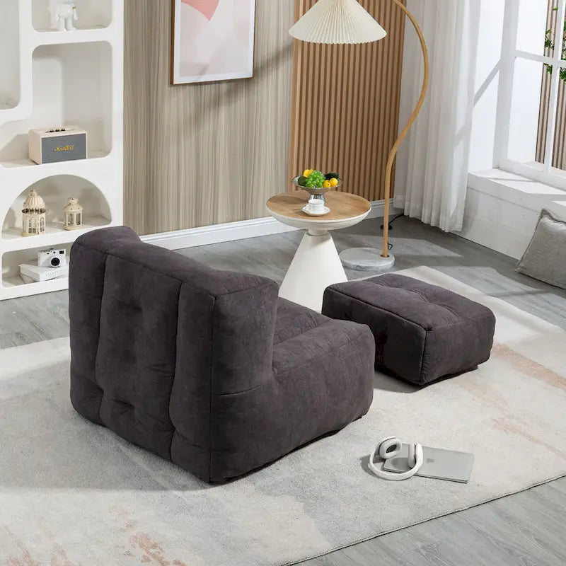 Flauschender Sitzsack - Superweiches Faulenzer-Sofa mit Memory-Schaum und Ottoman